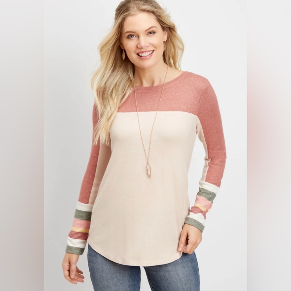 Maurice’s 24/7 Stripe Colorblock Long Sleeve Tee. Size 2X
